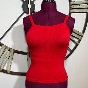 Lunette Red Ribbed Tank Top Open Sides